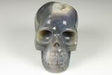 Polished Banded Agate Skull with Quartz Crystal Pocket #190460-1